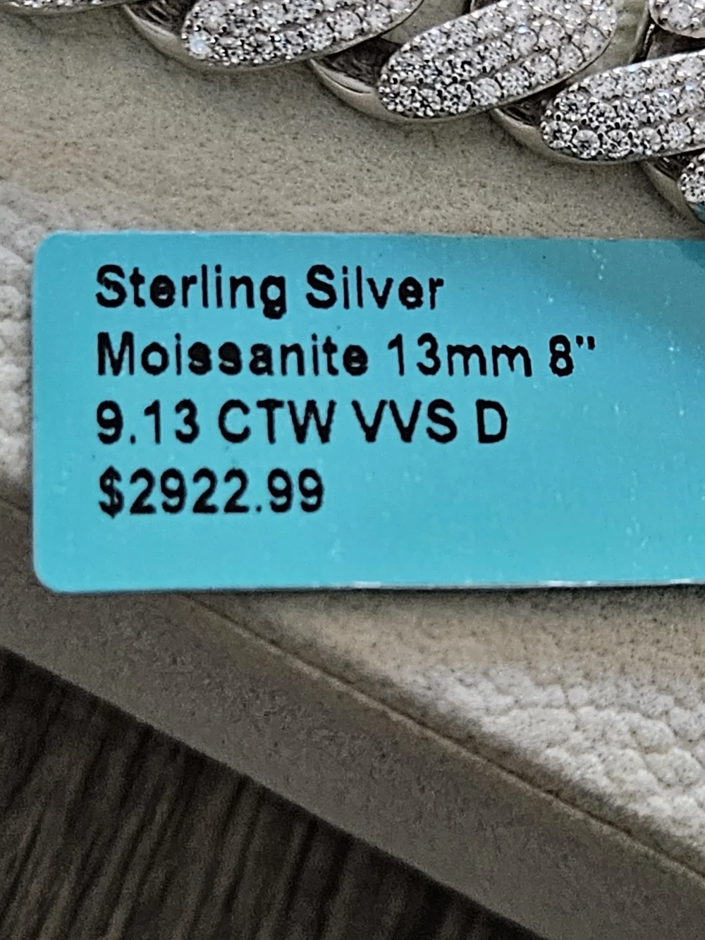 925 Silver 13mm Moissanite Cuban Link Bracelet 8